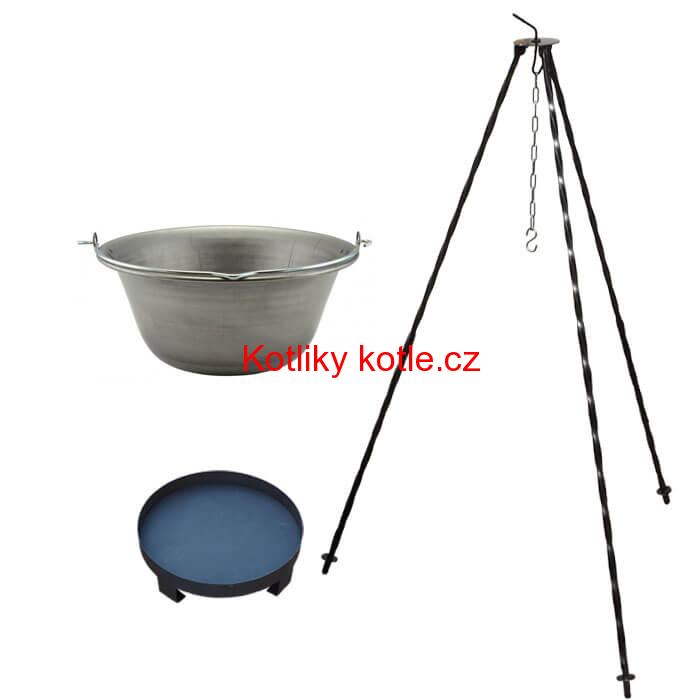 Železný kotlík 14 L (0,75 mm) + trojnožka 1,2 m + ohniště 36 cm