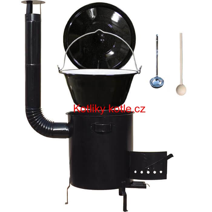 Smaltovaný kotlík 30 L (1,2 mm) + hrubostěnná (1,5 mm) kovová kotlina 45 STRONG