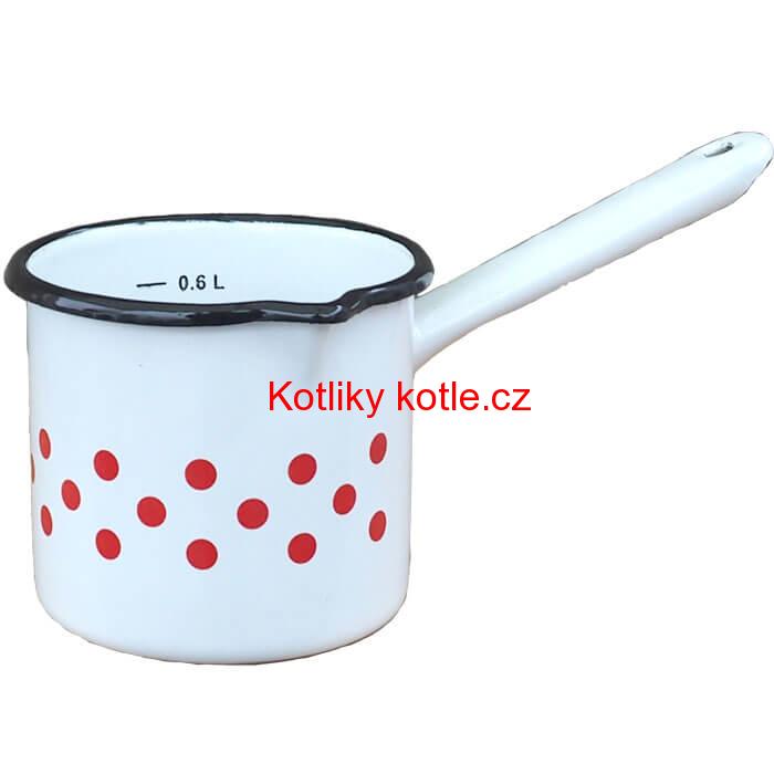 Smaltovaný hrnek s rukojetí 0,6 L - tečkovaný