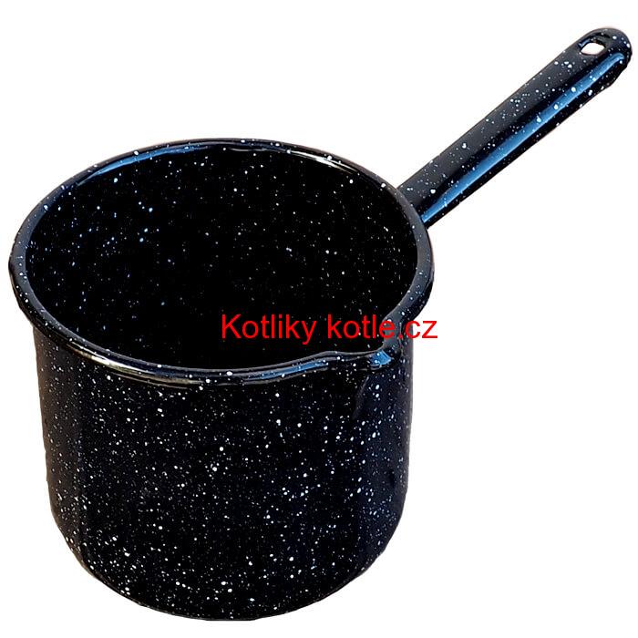 Smaltovaný hrnek s rukojetí 1 L - Černý