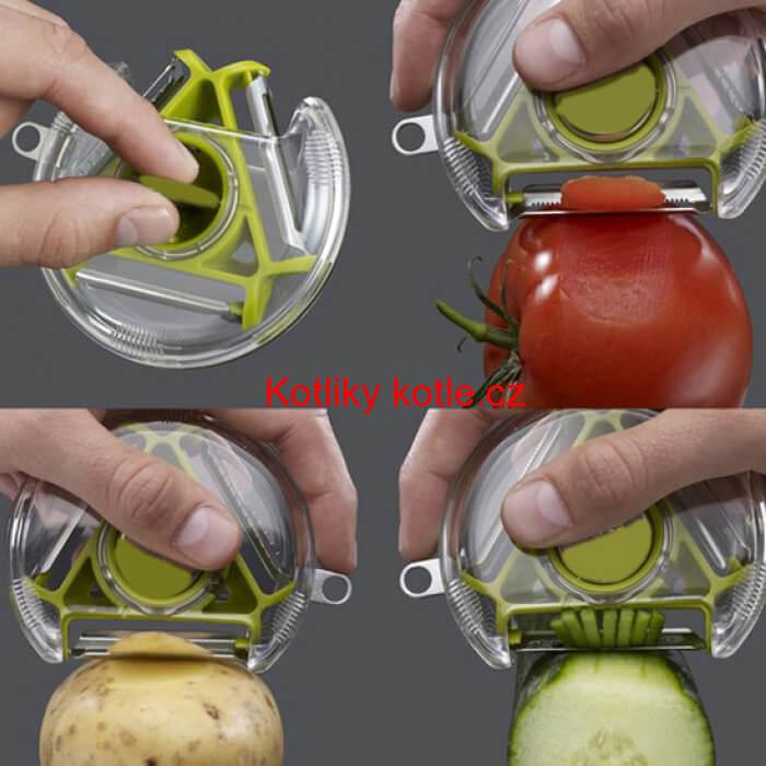 Škrabka s trojicí břitů a s vykrajovátkem oček