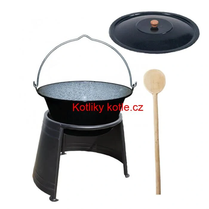 Smaltovaný kotlík 10 L (1,2 mm) + poklice + chránič plamene