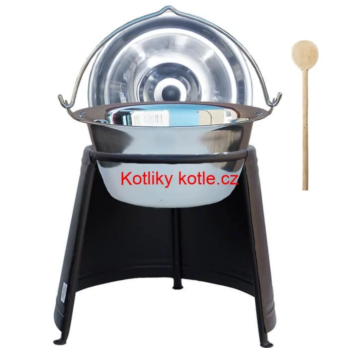 Nerezový kotlík 10 L (0,8 mm) + poklice + chránič plamene