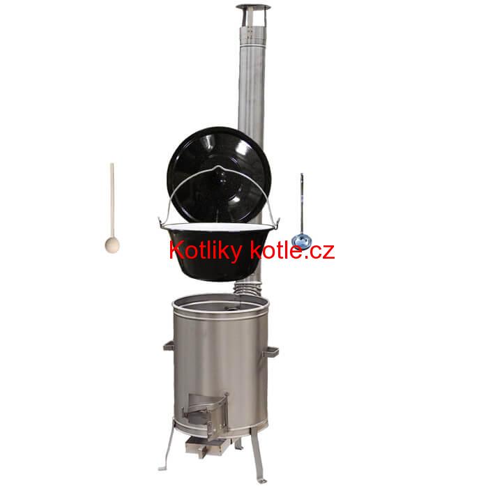 Smaltovaný kotlík 30 L (1,2 mm) + nerezová kotlina 45 cm LUX + vařečka a naběračka