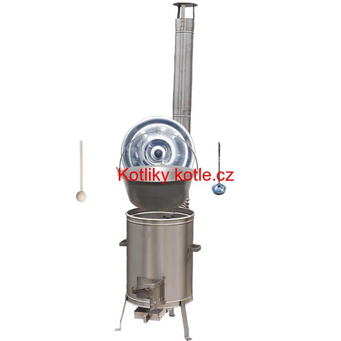 Nerezový kotlík 30 L (1,5 mm) + nerezová kotlina 45 cm LUX + vařečka a naběračka