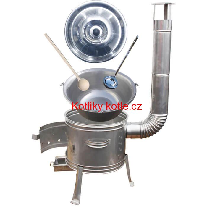 Nerezový kotlík 30 L (1,5 mm) + nerezová kotlina 42 cm TOPLUX + vařečka a naběračka
