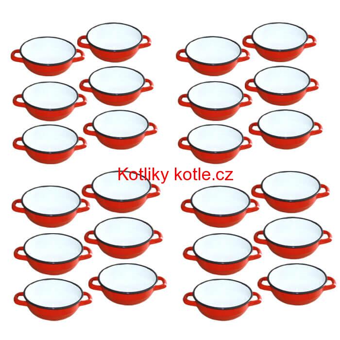 Souprava smaltovaných selských misek 14 cm 24 ks