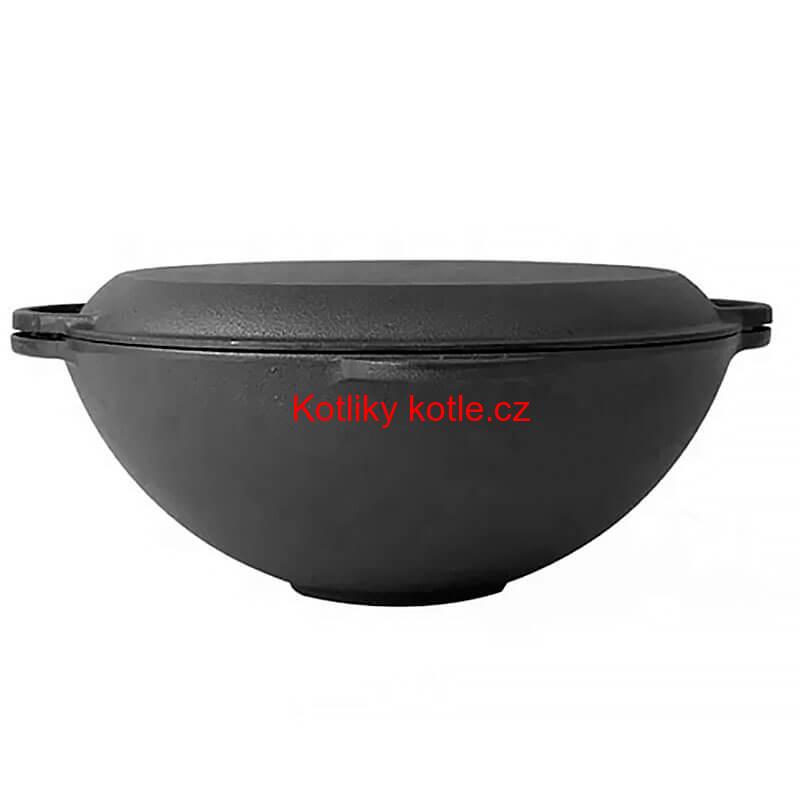 Litinový wok s poklicí (panvicí) 37 cm 3 v 1