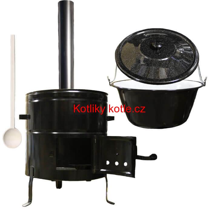 Smaltovaný kotlík 50 L (1,2 mm) + kovová kotlina 50 CLASSIC (KOV) + kouřovod Max Party