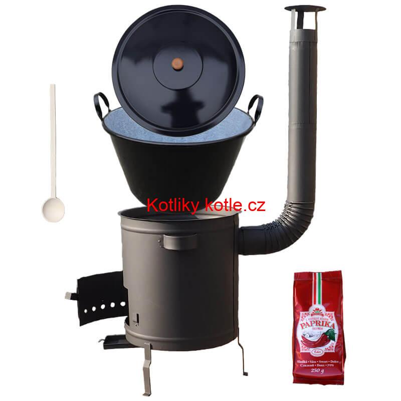 Smaltovaný kotel 70 L + silná kovová kotlina 53 cm (1,5 mm) STRONG PLUS 600 + sladká paprika 250 g