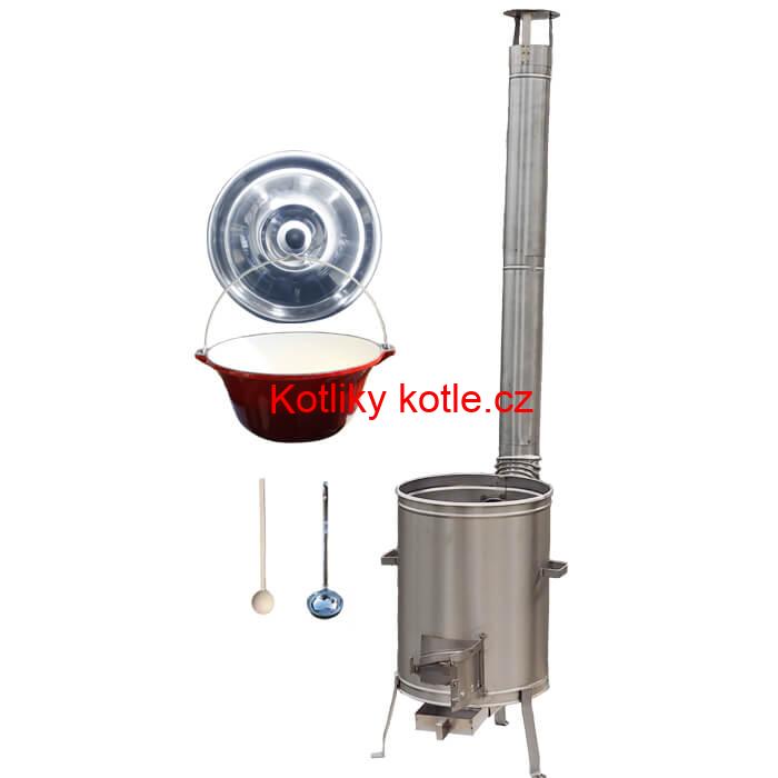 Litinový kotlík se smaltovanou úpravou 10,8 L + Nerezová kotlina 33 LUX