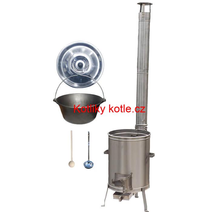 Litinový kotlík bez povrchové úpravy 10,8 L + Nerezová kotlina 33 LUX