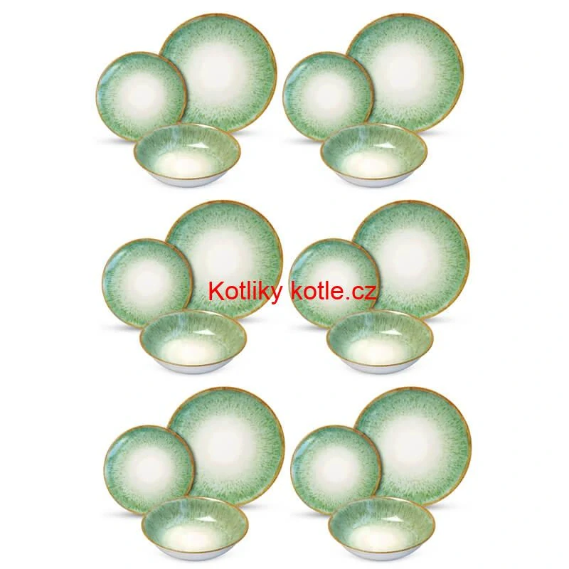 Souprava keramických talířů 18 ks GREEN