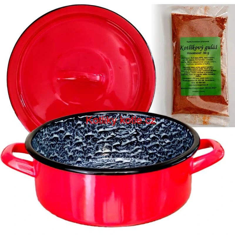 Smaltovaný kastrol poklicí COMBI 10 l + směs koření na kotlíkový guláš 50 g