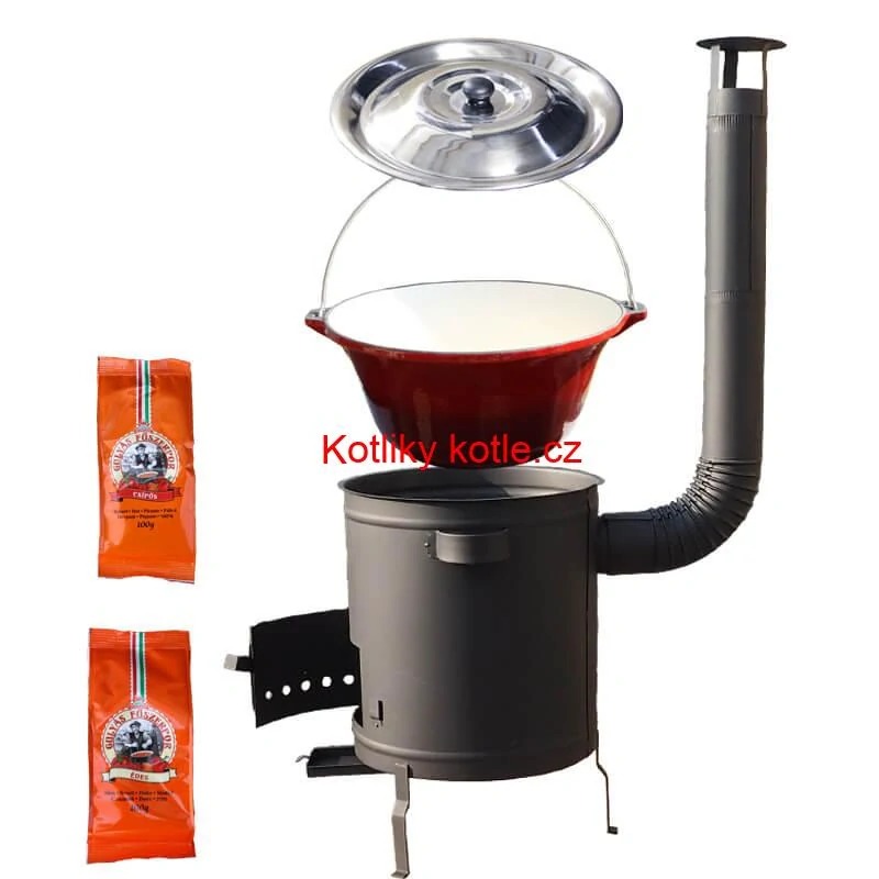 Litinový kotlík se smaltovanou úpravou 22 L + žáruvzdorná  kotlina 42 cm (1,5 mm) STRONG + paprikový pepř na guláš - MIX 100 g