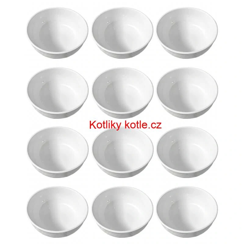 Sada 12 ks: Prémiové bílé misky s kamennou strukturou (750 ml)