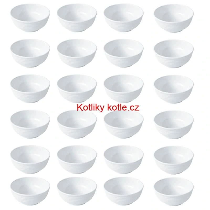 Sada 24 ks: Prémiové bílé misky s kamennou strukturou (750 ml)