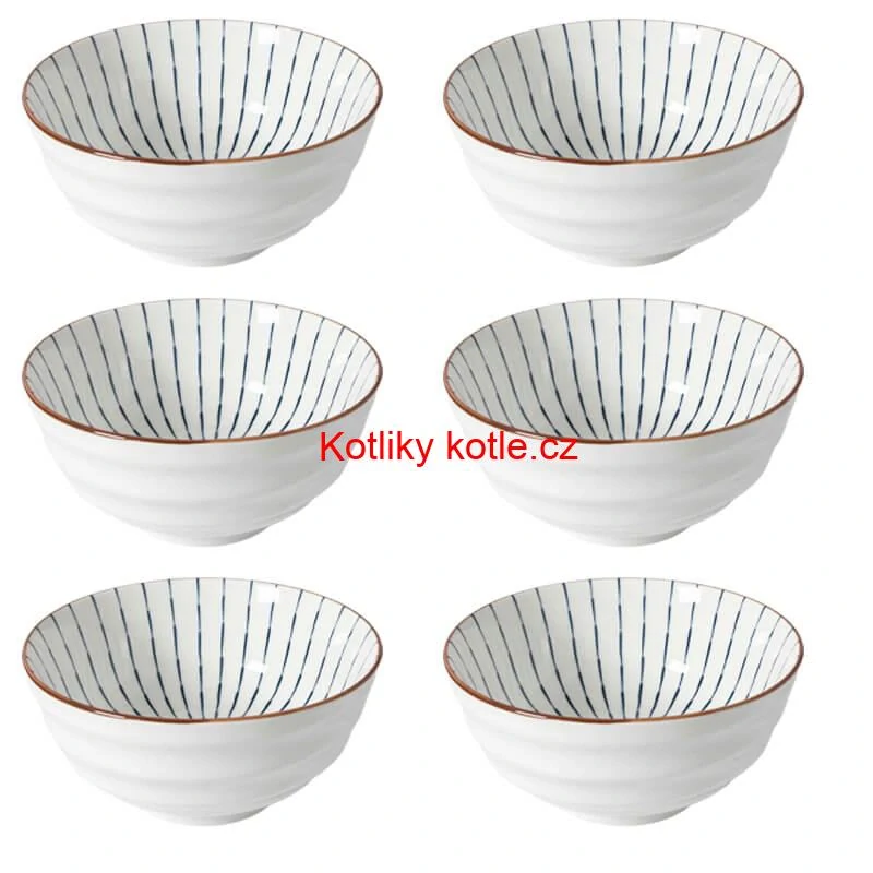 Sada 6 ks velkých keramických misek na guláš a polévky, 1 litr