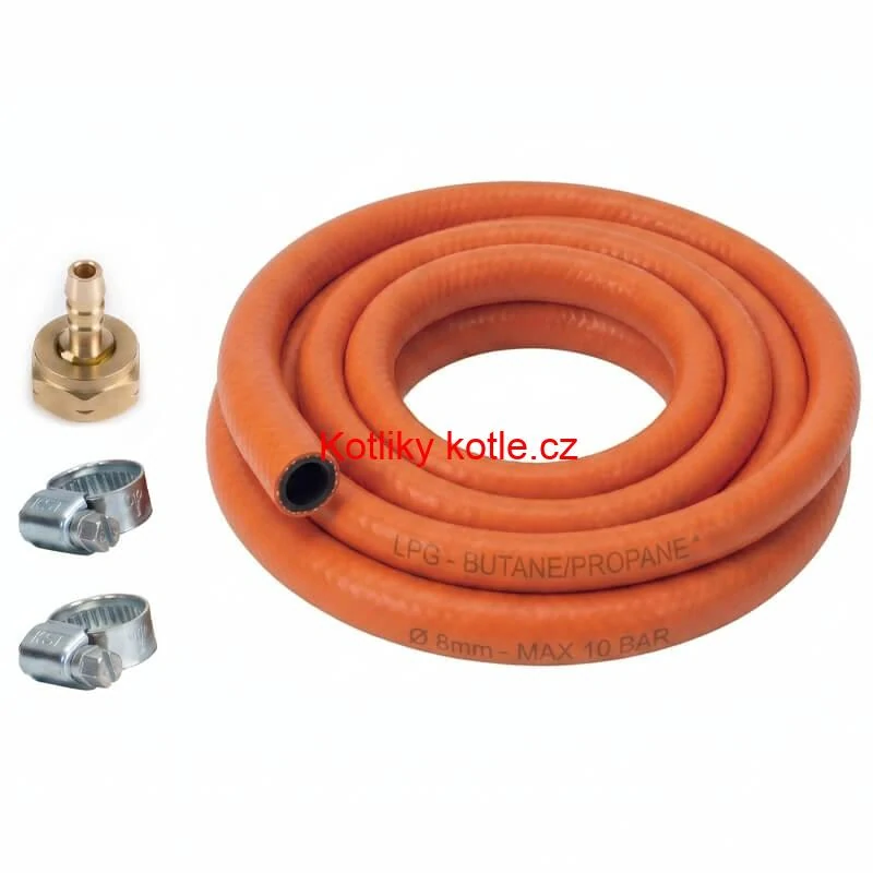 Plynová hadice 2,5 m + 2 spony + levá matice (20 bar)