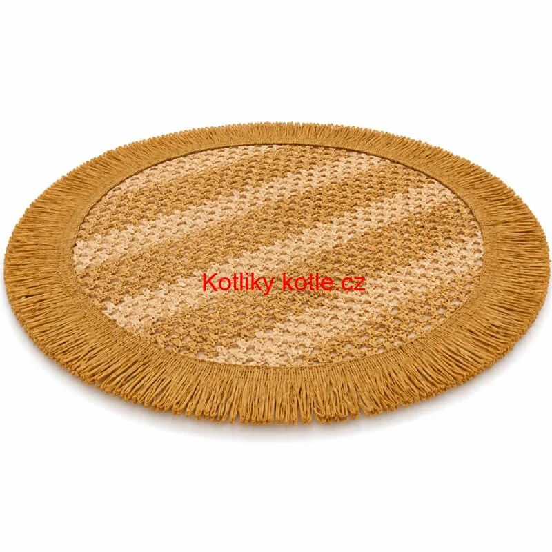 Kulatá přírodní podložka pod talíř se třásněmi 37 cm