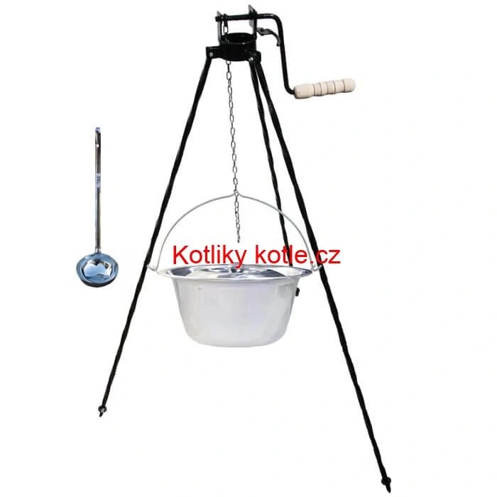 Nerezový kotlík 14 L + poklice + stojan s kladkou VAR