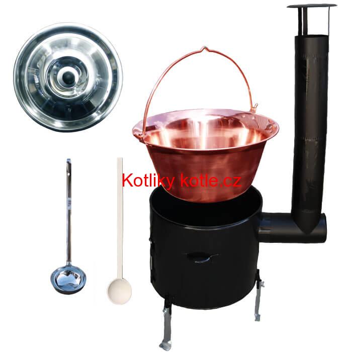 Měděný kotlík 10 L + smaltovaná kotlina 31 EXCLUSIVE