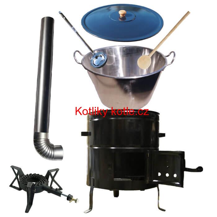 Zabijačkový nerezový kotel 50 L + kovová kotlina 50 cm + litinový hořák