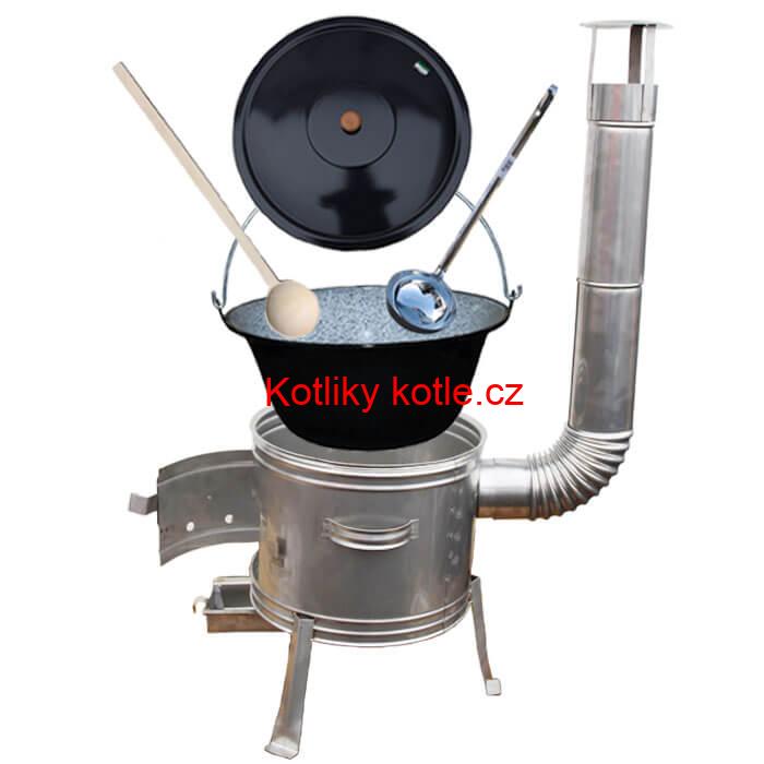 Smaltovaný kotlík 25 L + nerezová kotlina 42 cm TOPLUX