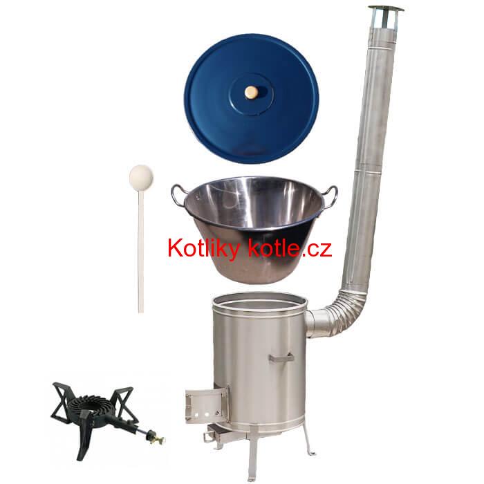 Zabijačkový nerezový kotel 60 L + nerezová kotlina 53 cm + hořák 7 kW