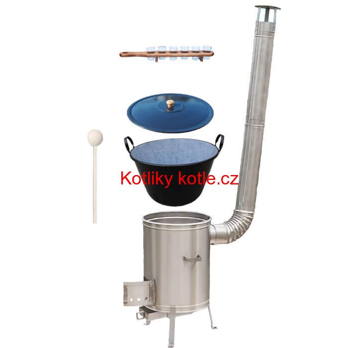 Zabijačkova nerezová souprava 50 L + sada skleniček