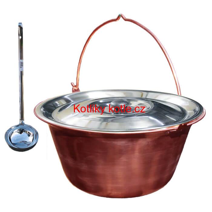 Měděný kotlík 10 L (1,2 mm) + nerezová poklice